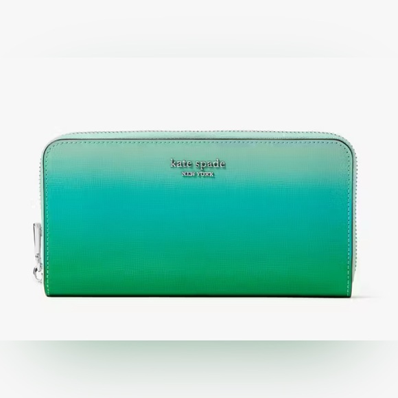 kate spade Handbags - Kate Spade Aqua Green Morgan Ombre Zip Around Continental Wallet NWT
